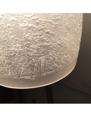 Signature de Muller Frères Lunéville sur la lampe de table Art Déco en fer forgé avec double abat-jour