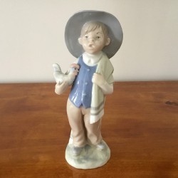 Porcelain Figure, Boy with Chicken, Rex Valencia