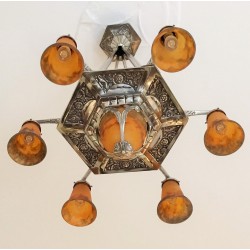 French Art Déco Ceiling Lamp, MULLER FRÈRES
