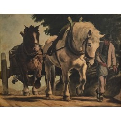 Horse-drawn cart with farmer, (unknown), 20th century