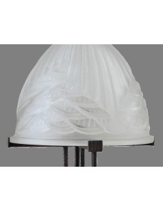 Lampe de table Art Déco Charles Schneider avec abat-jour en verre façonné sur base en fer forgé 2