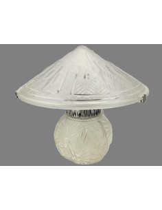 petite lampe de table Art Déco à deux flammes de Muller Frères entièrement en verre