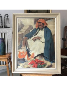 Oriental painting by Max Moreau from 1929, spice merchant 2
