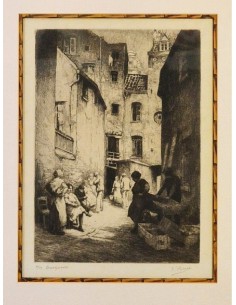 Kurt Peiser Original Etching "Straatjesvolk"