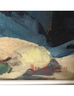 Orientalischer Gemüsehändler mit Kürbissen und Paprika, sitzend in traditioneller Kleidung – Gemälde von Max Moreau, 1929 2