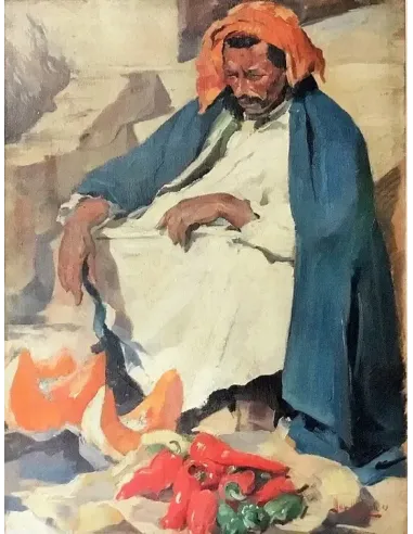 Max Moreau orientalistische Szene 1929 nordafrikanisches Gemälde Maghreb