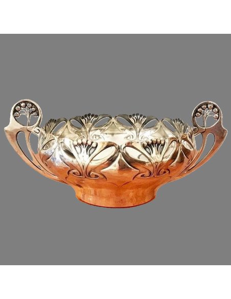 Swedish Art Nouveau silver bowl with handle, Dufva, Stockholm