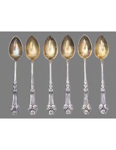 6 cuillères à moka Art Nouveau en argent, Copenhague.