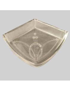 Grand plateau en argent Art Nouveau avec anse et 4 coupelles de service en cristal taillé, plaqué argent 2