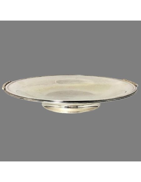 Art Deco silver bowl Wolfers Frères with pearl pattern with Wolfers hallmark, Mod. J 293, 1920-1949.