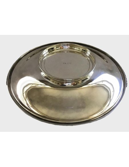Art Deco silver bowl Wolfers Frères with pearl pattern with Wolfers hallmark, Mod. J 293, 1920-1949, backside