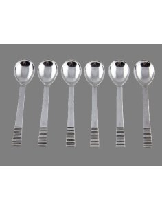 6 Kaffeeloeffel, Georg Jensen Modell Parallel Relief 2