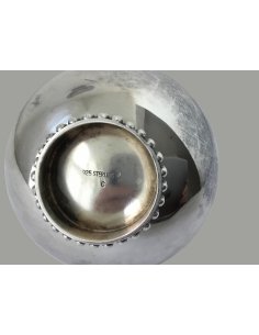Service à moka Art Déco 3 pièces en argent massif avec décor de perles. 2