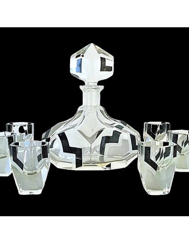 Baccarat Art Deco Crystal Liqueur Carafe & Glasses 1930s