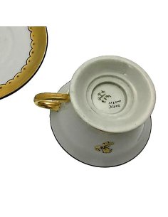 Art Deco Porzellantasse von Friedrich Kästner mit Golddekor und Schwarzlot 2