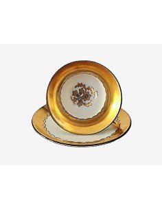 Art Deco porcelain cup by Friedrich Kästner with gilt decoration and black solder 2