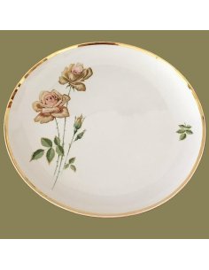Porzellanteller "Cherie" mit Goldverzierung und Rosendekor, gestempelt Alka Kunst Germany, Alboth und Kaiser
