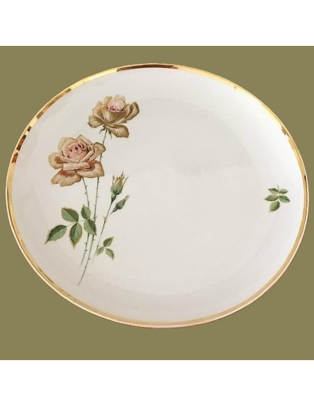Assiette en porcelaine "Cherie" à décor doré et décor de roses, estampillée Alka Kunst Germany, Alboth et Kaiser