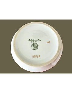 Zylindrische Porzellanvase mit Golddekor-Blattwerk & Pfau-Motiv, rubinroter Grund, Lorenz Hutschenreuther Selb 1970er-Jahre 2