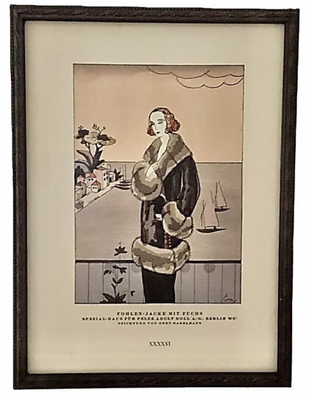 STYL, Berlin fashion journal, 1922, lithograph titled Foal Jacket with Fox