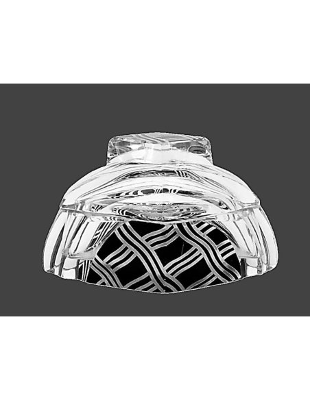 Art Deco powder compact from the toilet set made of Bohemian crystal with black solder decoration in the style of Karel Palda.