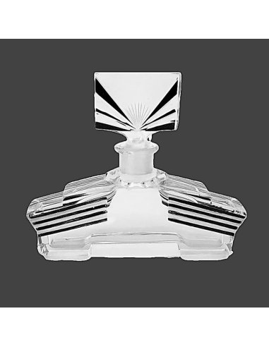 Flacon à parfum en cristal taillé et peint à la soudure noire, Bohême années 1930.