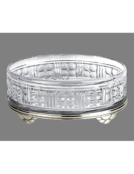 Large Art Deco jardinière in crystal by Val-Saint-Lambert on a silver base by Delheid.