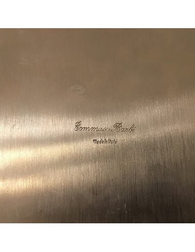 Bac à glaçons en forme de cube, chromé, avec couvercle, marque du fabricant sur le fond Tommaso Barbi, Made in Italy