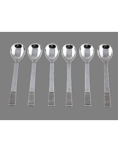 6 Silber-Löffel von Georg Jensen 1931, Model Parallel Relief 2