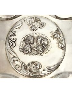 Englisches Sterling Silbertablett mit Medaillon und Puttenköpfen, W.G.Keight, Birmingham 1904 2