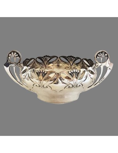 Schwedische Silberne Jugendstil Schale mit Henkel, Dufva, Stockholm