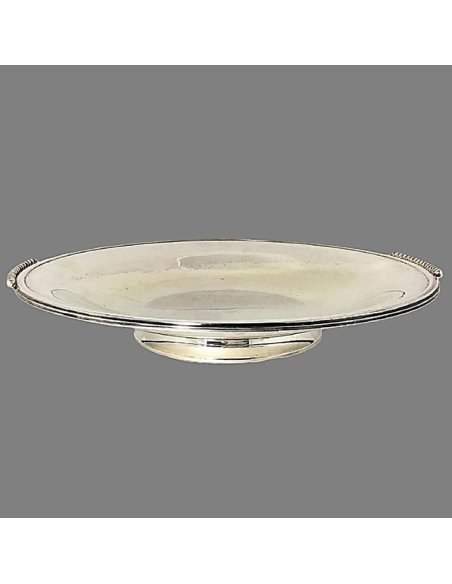 Art Deco silver bowl Wolfers Frères with pearl pattern, hallmarked Wolfers, A 800 et numbered  J 293