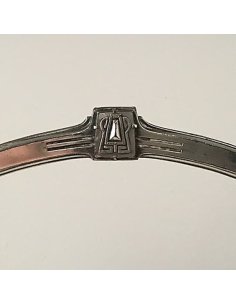 Jugendstil Servierkorb, wohl WMF um 1910. Versilbertes Metall mit Henkel, Kristallglaseinsätzen, Wandung mit Arkadendekor 2