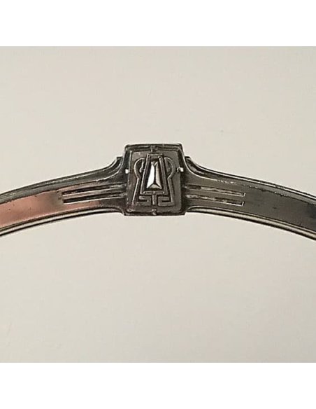 Panier de service Art Nouveau en métal argenté, probablement WMF vers 1910. Poignée monogrammée.