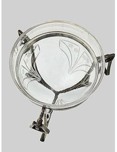 Versilbertes WMF Konfektglas um 1905 im Jugendstil mit Straußenmarke und Glaseinsatz 2