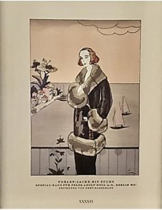 STYL, journal de mode berlinois, 1922, lithographie intitulée "Veste poulain avec renard"