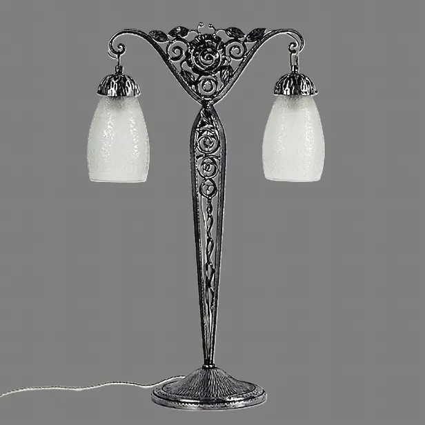 Muller Fr&egrave;res Leuchte Art D&eacute;co mit doppeltem Lampenschirm