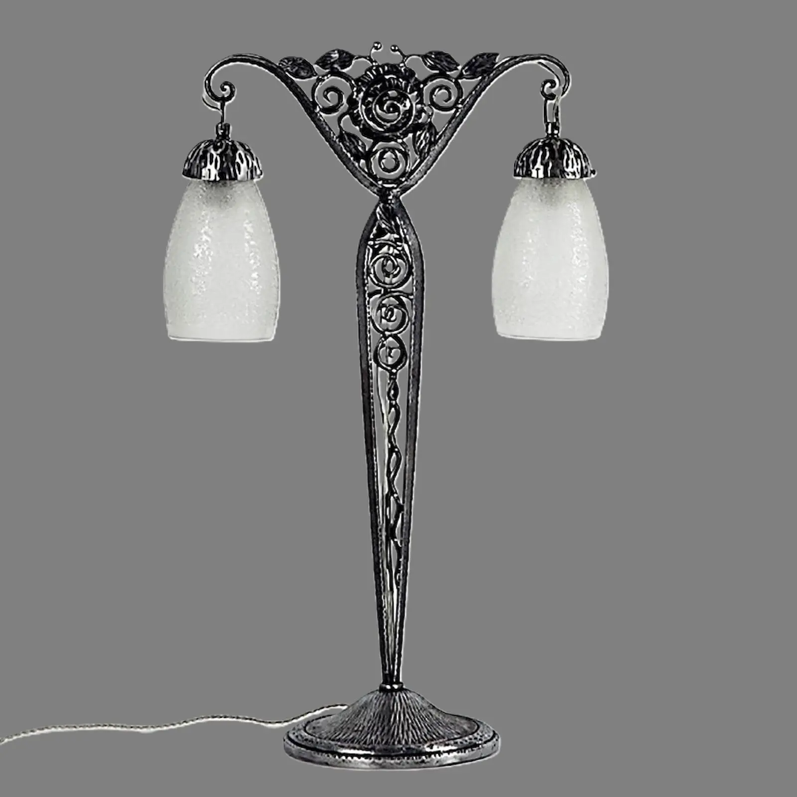 Muller Fr&egrave;res Leuchte Art D&eacute;co mit doppeltem Lampenschirm