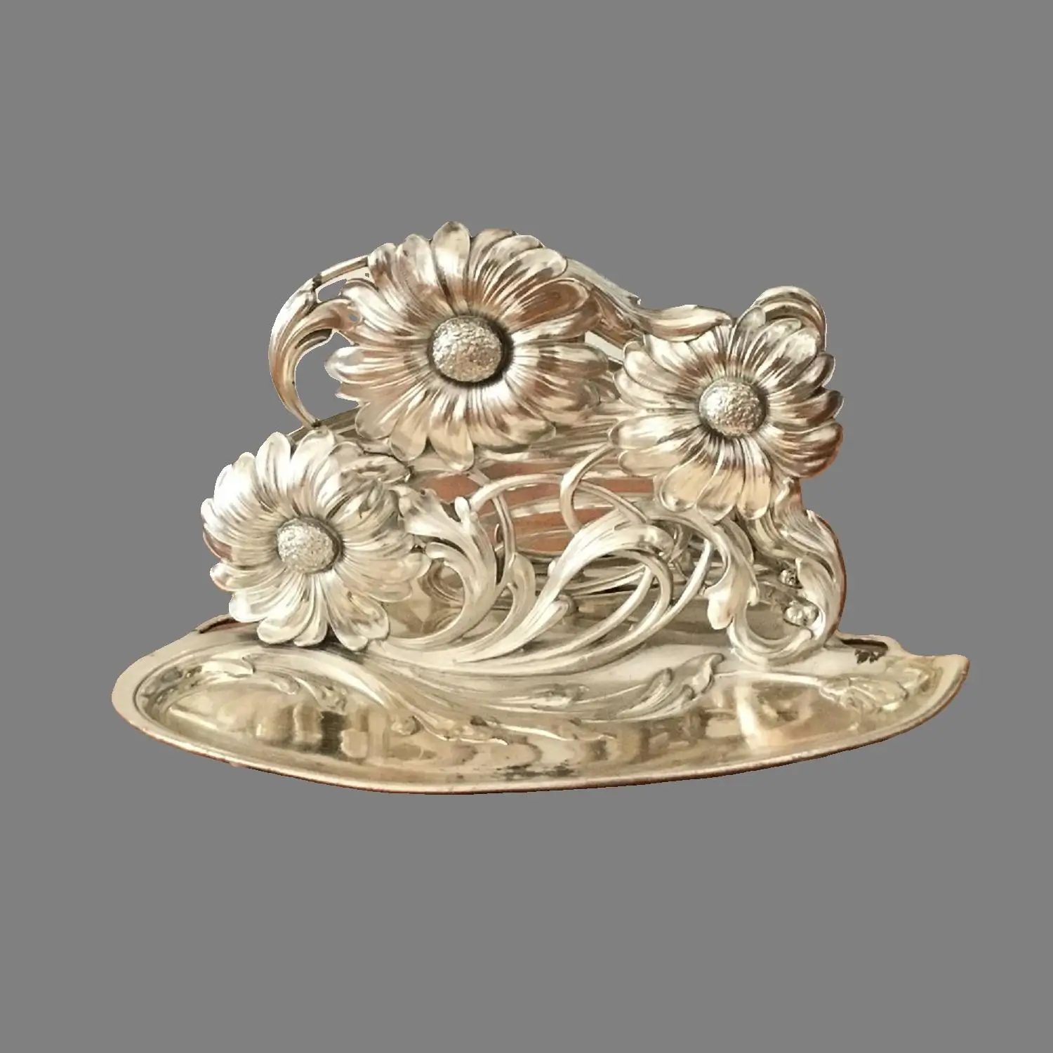 WMF Briefablage Jugendstil mit Bl&uuml;ten verziert
